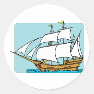 Mayflower Sails To Plymouth Classic Round Sticker