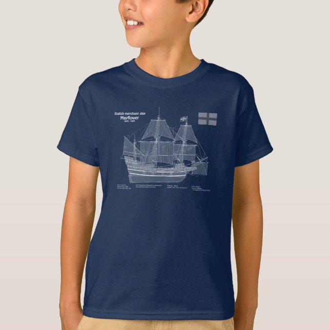 Mayflower - Ship Blueprint Plans ABD T-Shirt (Front)