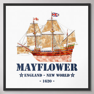 Mayflower Tall Ship - England to New World in 1620 Photo Print