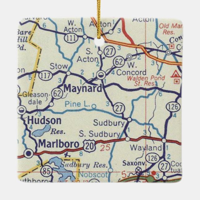 Maynard MA Vintage Map Ceramic Ornament (Back)