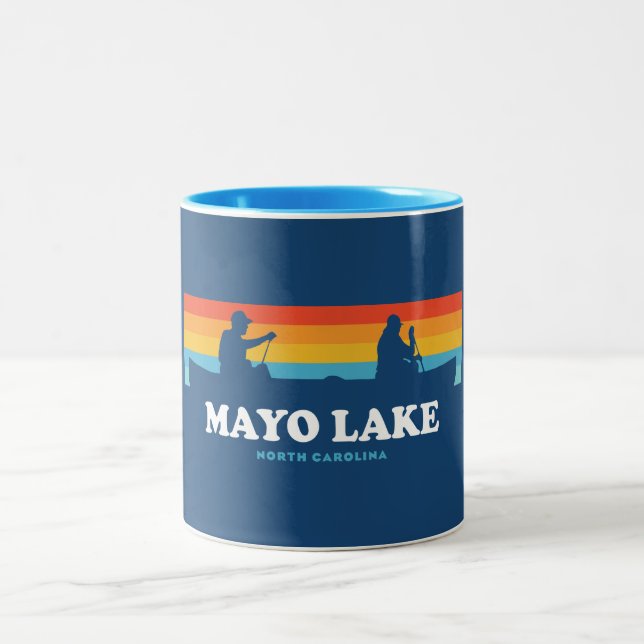 Mayo Lake North Carolina Canoe Two-Tone Coffee Mug (Center)