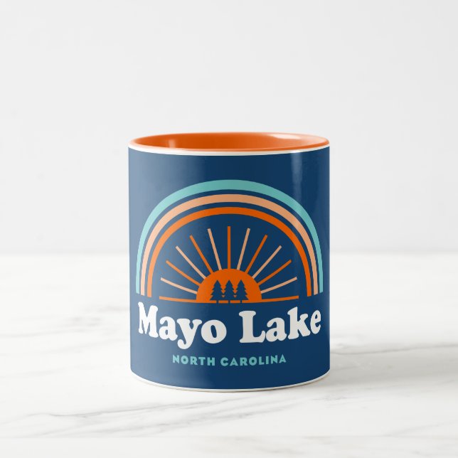 Mayo Lake North Carolina Rainbow Two-Tone Coffee Mug (Center)