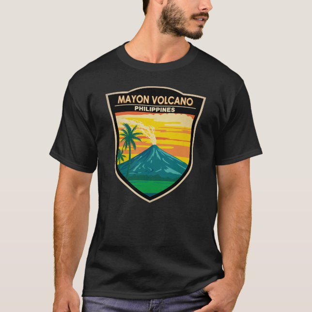 Mayon Volcano Philippines Travel Art Vintage T-Shirt (Front)