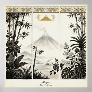 Mayon Volcano Triptych Wall Art 