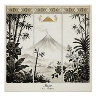 Mayon Volcano Triptych Wall Art