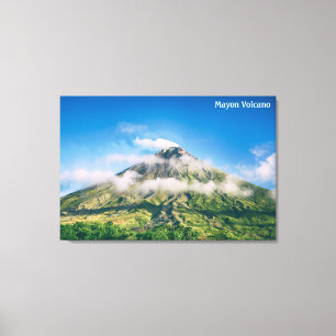 Mayon Volcano with bright blue sky Canvas Print