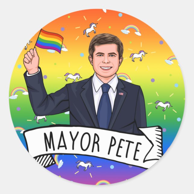 Mayor Pete Pride Classic Round Sticker (Front)
