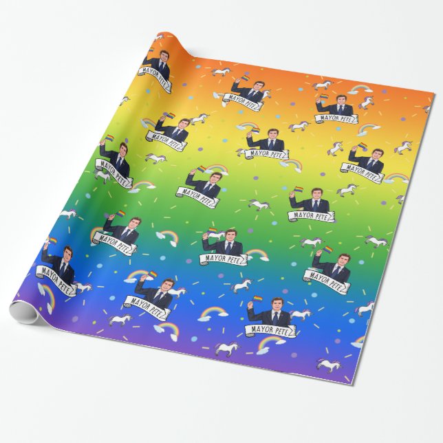 Mayor Pete Pride Wrapping Paper (Unrolled)