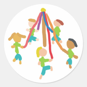 Maypole Dancing Classic Round Sticker