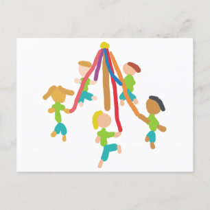 Maypole Dancing Postcard