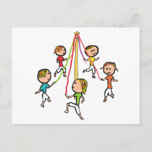 Maypole Dancing Postcard