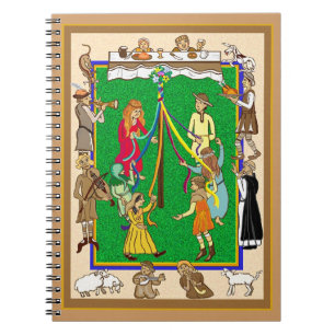Maypole, mediaeval feast spiral notebook