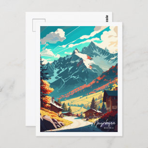 Mayrhofen Austria vintage travel illustration Postcard