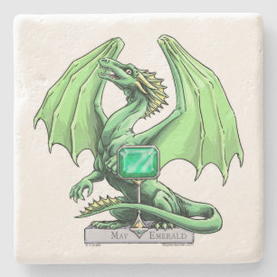 May's Birthstone Dragon: Emerald Stone Coaster