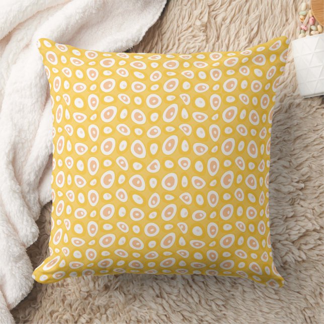 Maz Abstract Teardrops - Butterscotch Peach White  Cushion (Blanket)