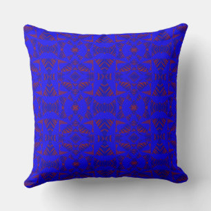 Maz Abstract Zebra Mosaic - Blue Red Cushion