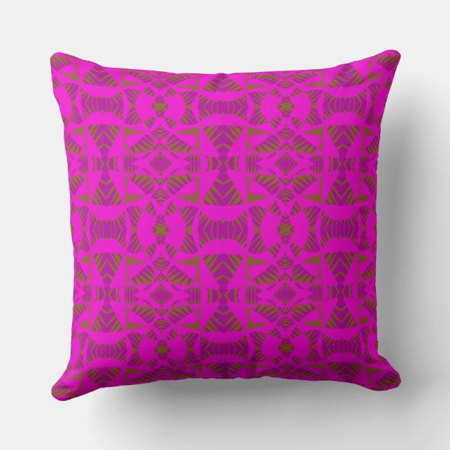 Maz Abstract Zebra Mosaic - Fuchsia Green Cushion (Back)