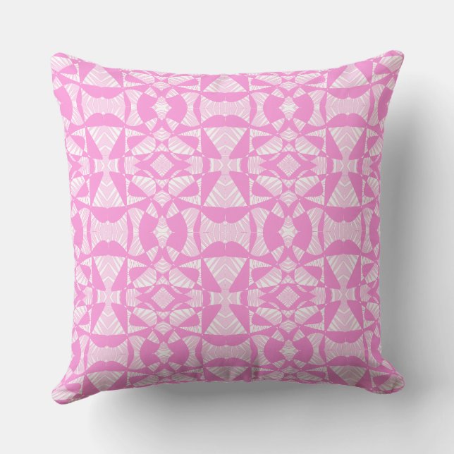 Maz Abstract Zebra Mosaic - Pink White Cushion (Back)