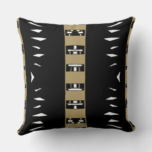 Maz Afrofuturist Pattern - Black Neutral White Cushion