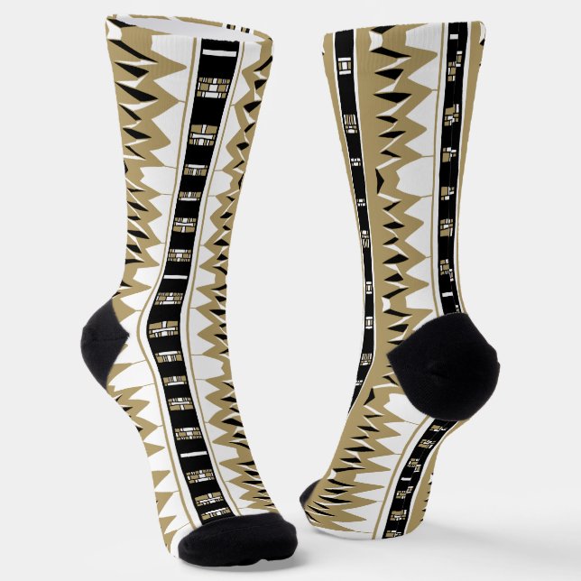 Maz Afrofuturist Pattern Gold  Socks (Angled)