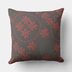 Maz Floral Bubbles Polka Dot Grey Red Cushion