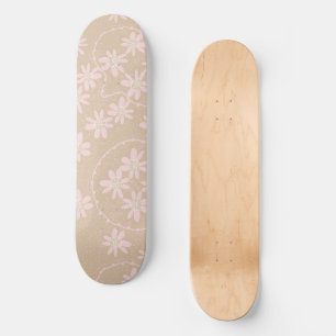 Maz Floral Bubbles Polka Dot - Light Brown Pink Skateboard