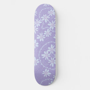 Maz Floral Bubbles Polka Dot Light Purple Blue Skateboard