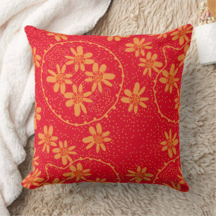 Maz Floral Bubbles Polka Dot Red Orange Cushion