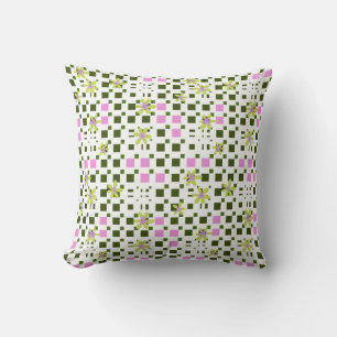 Maz Floral Square Conundrum - Green Pink White  Cushion