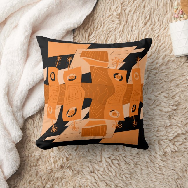 Maz Noughts & Wavy Squares Check Abstract 1b Cushion (Blanket)