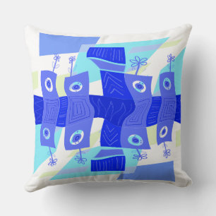 Maz Noughts & Wavy Squares Check Abstract 3a Cushion