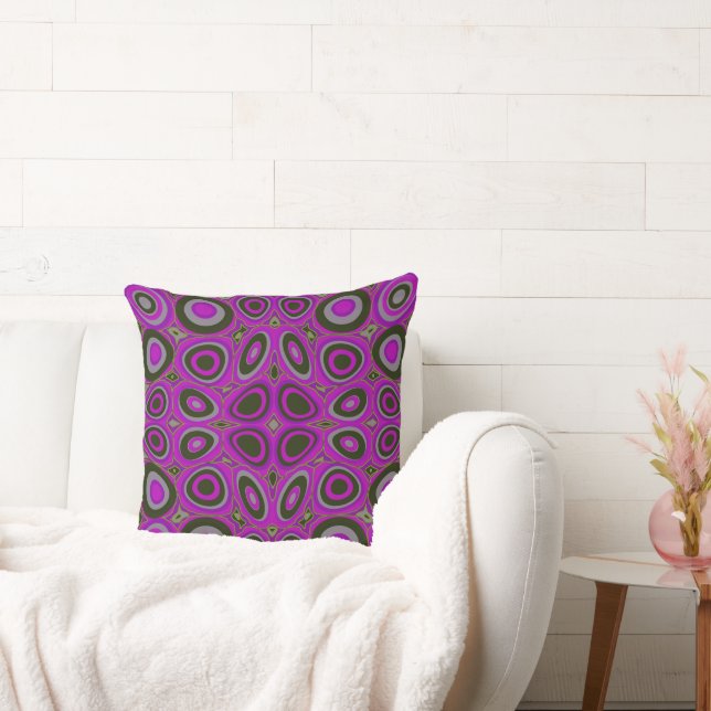 Maz Psychedelic Eggs - Black Grey Neon Purple  Cushion (Couch)