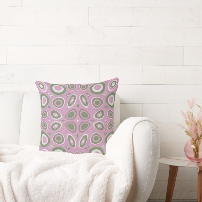 Maz Psychedelic Eggs - Green White Dusty Pink Cushion (Couch)