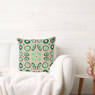 Maz Psychedelic Eggs - Spearmint Black Blush Pink Cushion