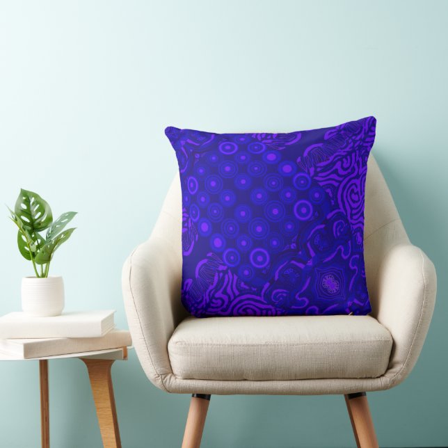 Maz Seabed Circles Curly Coral Reef- Blue Purple  Cushion (Chair)