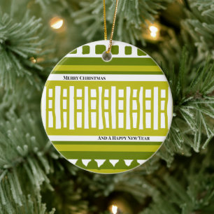 MAZ Striped Ribbed Knitting Pattern 081 Christmas  Ceramic Tree Decoration