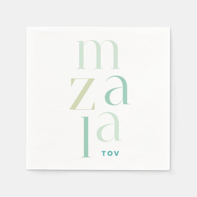 Mazal Tov Green Hebrew Congratulations Napkin (Front)