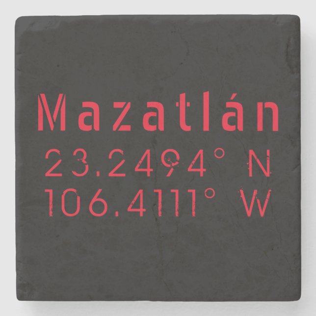 Mazatlán Latitude and Longitude Stone Coaster (Front)