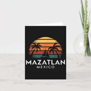 Mazatlan Mexico Retro Sunset Sailboat Vacation Sou Card