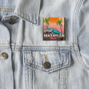 Mazatlán Mexico travel poster 15 Cm Square Badge