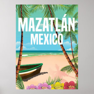 Mazatlán Mexico Vintage beach travel poster