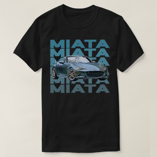 Mazda Miata Blue Retro Style Sunset Design T-Shirt (Design Front)