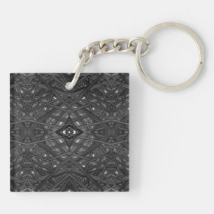 Maze Black Abstract Alcohol Ink Art Key Ring