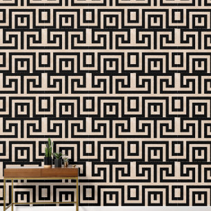 Maze Black and Taupe Wallpaper