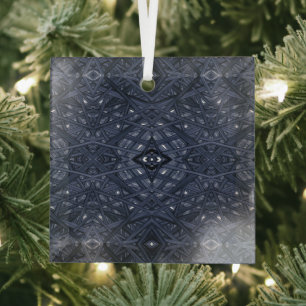 Maze Blue Abstract Alcohol Ink Art Glass Tree Decoration