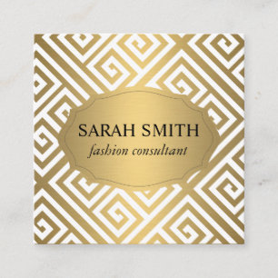 Maze Pattern / Golden Luxe Square Business Card