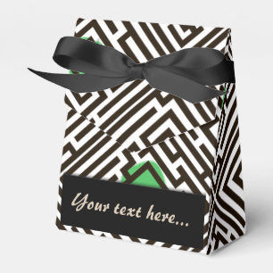 Maze Pattern with Green Dots Custom Text Favour Box