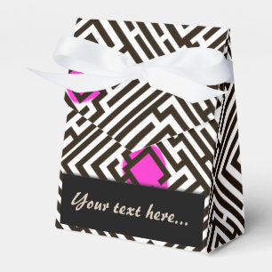 Maze Pattern with Pink Dots Custom Text Favour Box