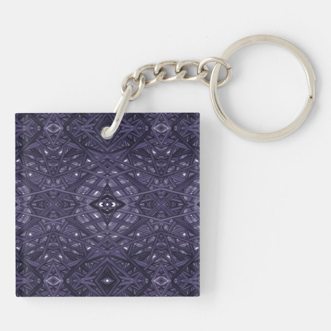 Maze Purple Abstract Alcohol Ink Art Key Ring (Back)