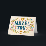 MAZEL TOV BAR BAT MITZVAH Jewish Customisable  Card<br><div class="desc">Hand drawn text by me for you. Great for a bar or bat mitzvah or jewish wedding or other event. Add your own text to the inside of the card or change the background colours. For more designs and colours check my shop! Or let me know if you'd like something...</div>